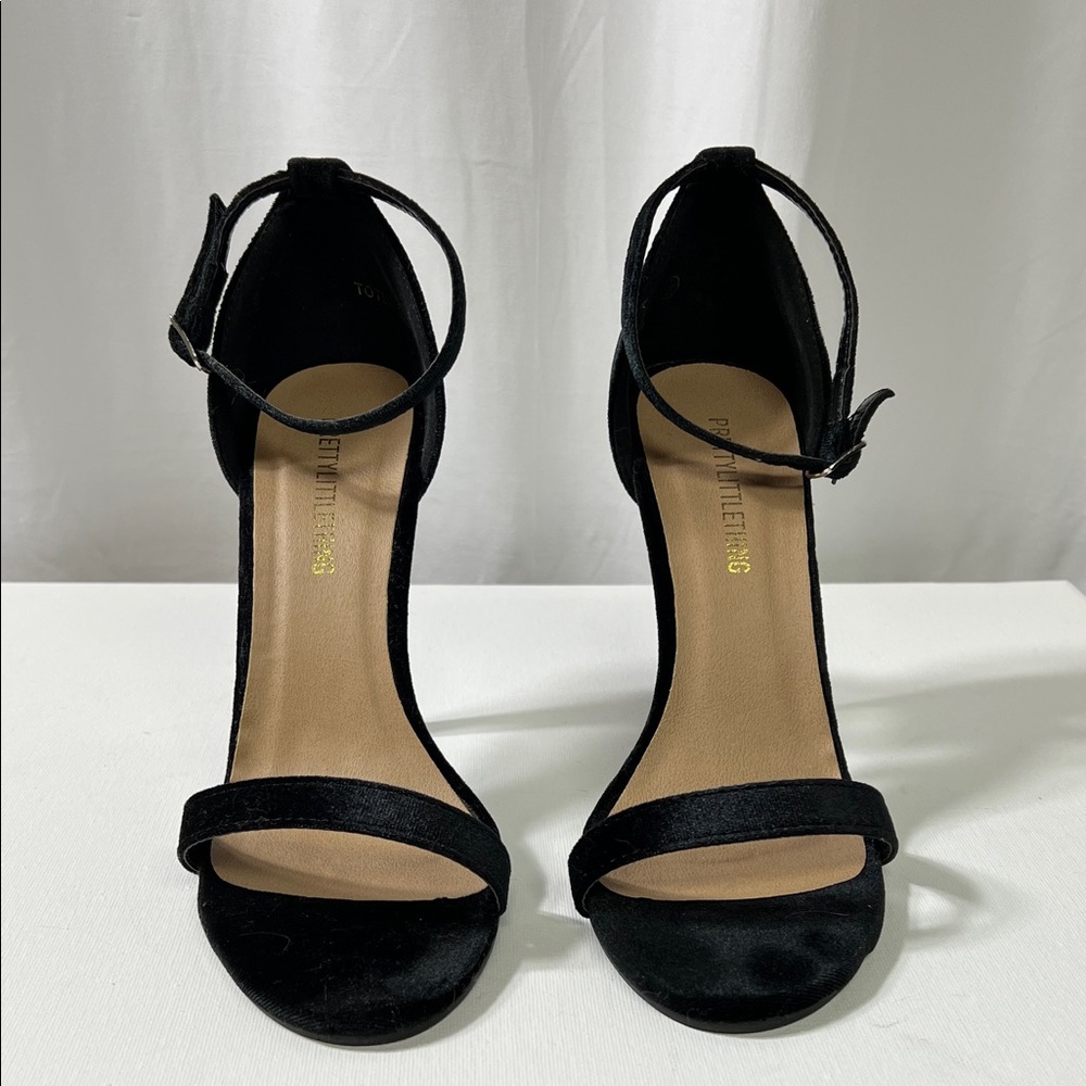 PrettyLittleThing Black Velvet Heels